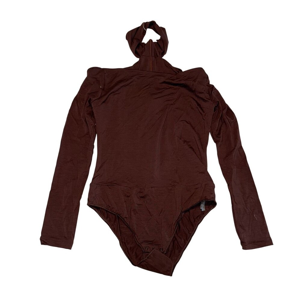 NWT Undress Code Drunk in Love Brown Long Sleeve Bodysuit Women's Small S